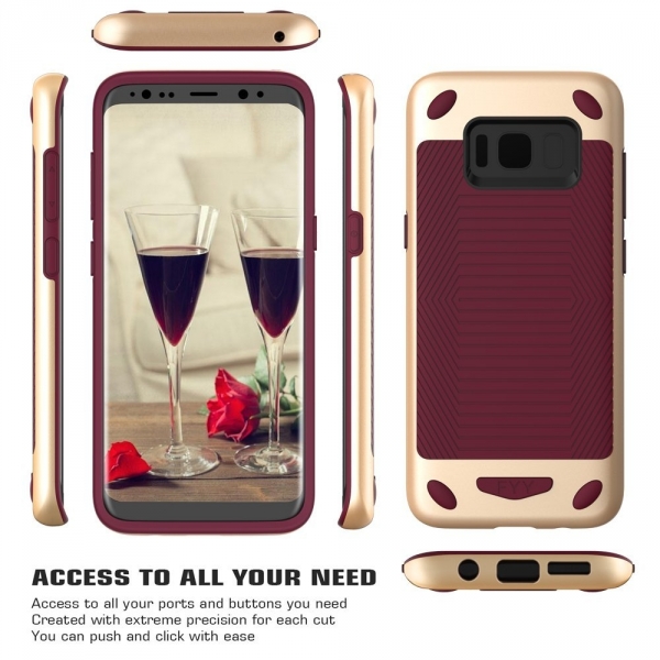 FYY Galaxy S8 Hybrid Dual Layer Bumper Klf-Wine Red