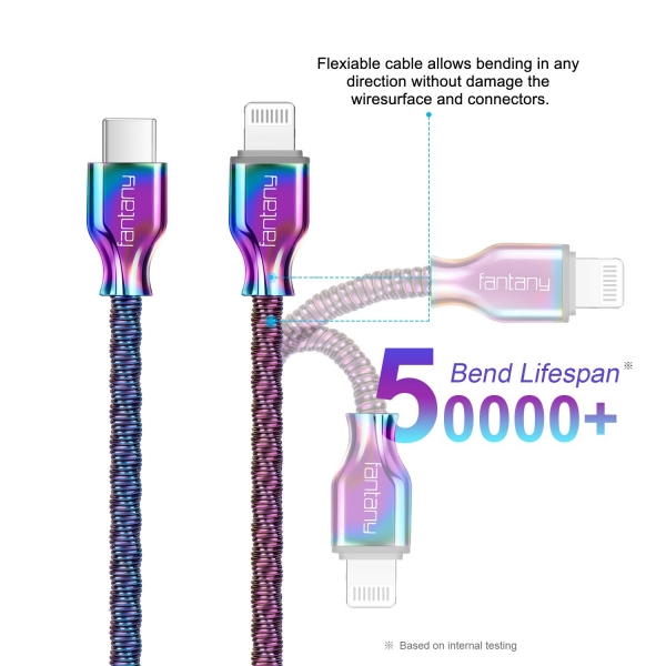 Fantany USB C to Lightning arj/Data Kablosu (MFi)(1M)-Colourful
