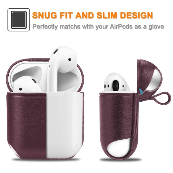 Fintie Apple AirPods Deri Klf-Burgundy