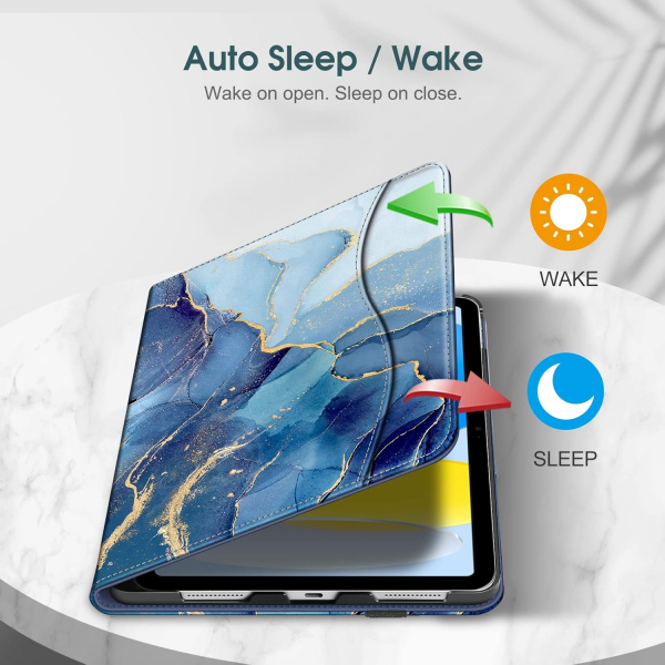 Fintie Apple iPad A16 Kalem Blmeli Klf (11 in)-Ocean Marble 