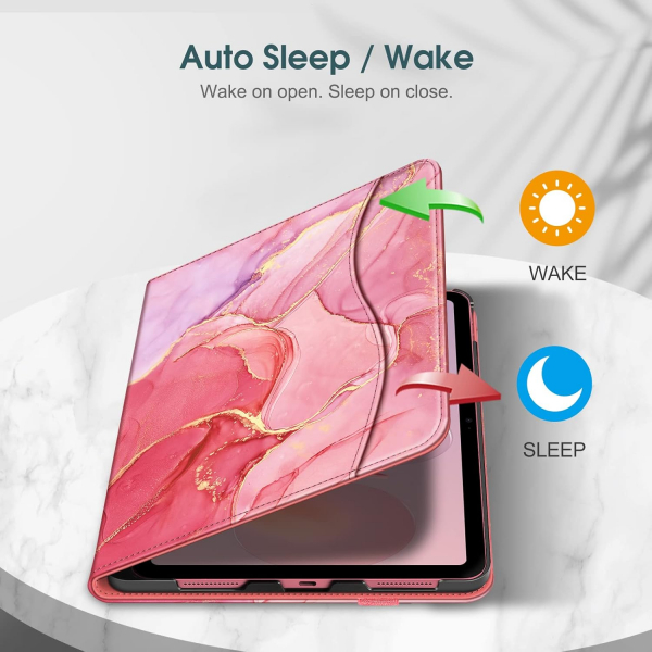 Fintie Apple iPad A16 Kalem Blmeli Klf (11 in)-Marble Pink 