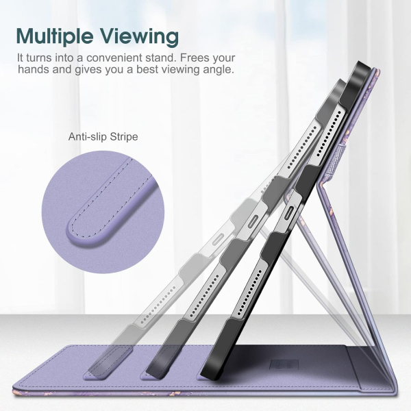 Fintie Apple iPad A16 Kalem Blmeli Klf (11 in)-Lilac Marble 