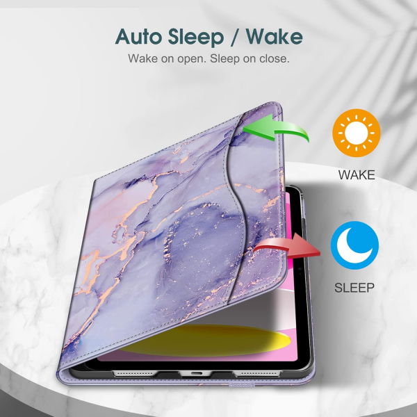 Fintie Apple iPad A16 Kalem Blmeli Klf (11 in)-Lilac Marble 