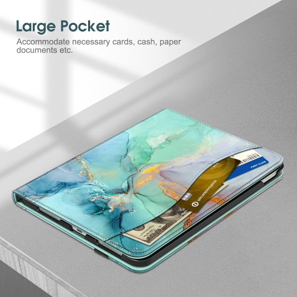 Fintie Apple iPad A16 Kalem Blmeli Klf (11 in)-Emerald Marble 