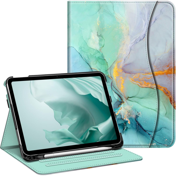 Fintie Apple iPad A16 Kalem Blmeli Klf (11 in)-Emerald Marble 