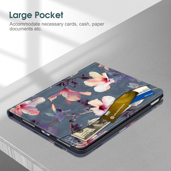 Fintie Apple iPad A16 Kalem Blmeli Klf (11 in)-Blooming Hibiscus