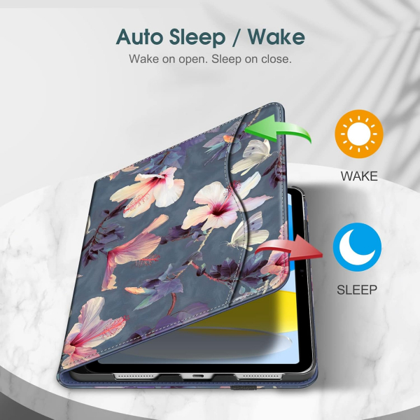 Fintie Apple iPad A16 Kalem Blmeli Klf (11 in)-Blooming Hibiscus