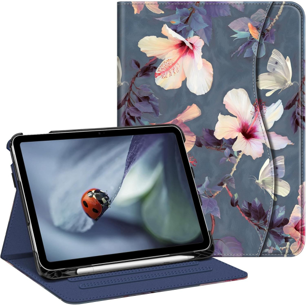 Fintie Apple iPad A16 Kalem Blmeli Klf (11 in)-Blooming Hibiscus