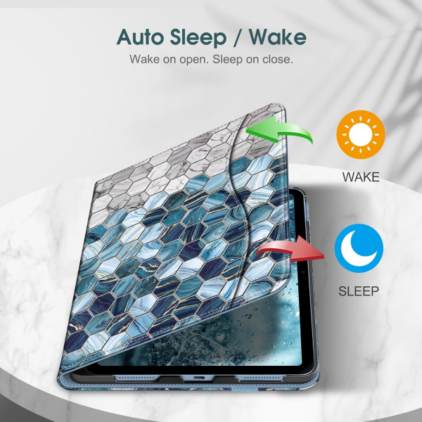 Fintie Apple iPad A16 Kalem Blmeli Klf (11 in)-Agate Hexagons