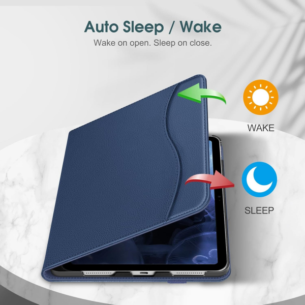 Fintie Apple iPad A16 Kalem Blmeli Klf (11 in)-Navy