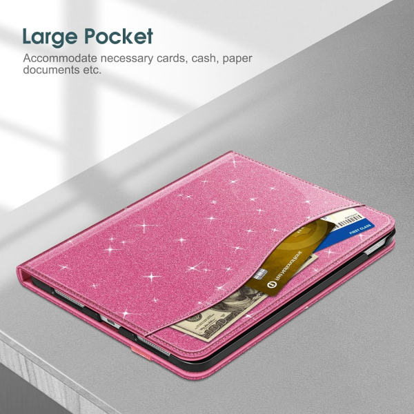 Fintie Apple iPad A16 Kalem Blmeli Klf (11 in)-Glittering Pink
