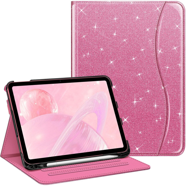 Fintie Apple iPad A16 Kalem Blmeli Klf (11 in)-Glittering Pink