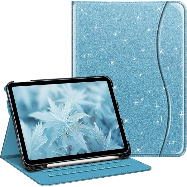 Fintie Apple iPad A16 Kalem Blmeli Klf (11 in)-Glittering Blue