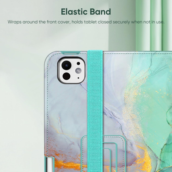 Fintie Apple iPad Pro M4 Folio Deri Klf (13 in)-Emerald Marble 