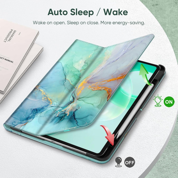 Fintie Apple iPad Pro M4 Folio Deri Klf (13 in)-Emerald Marble 