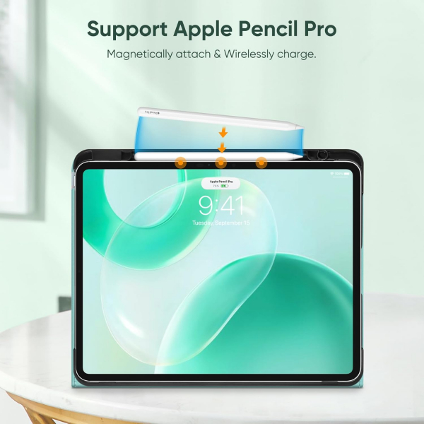 Fintie Apple iPad Pro M4 Folio Deri Klf (13 in)-Emerald Marble 