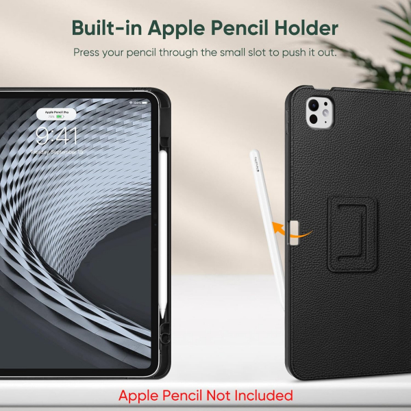 Fintie Apple iPad Pro M4 Folio Deri Klf (13 in)-Black 