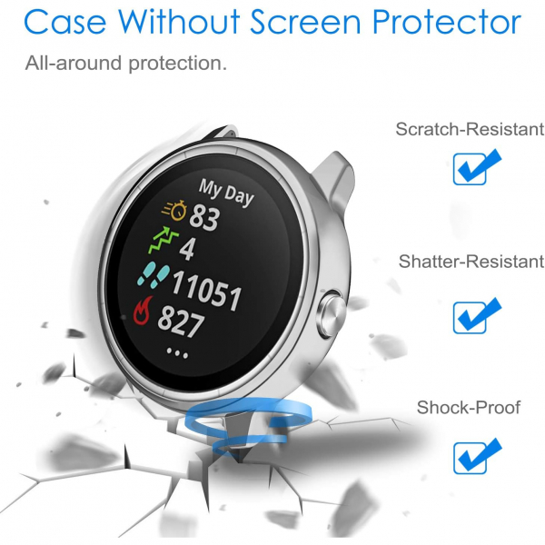 Fintie Bumper Garmin Vivoactive 3 Ekran Koruyucu-Gray Clear Silver