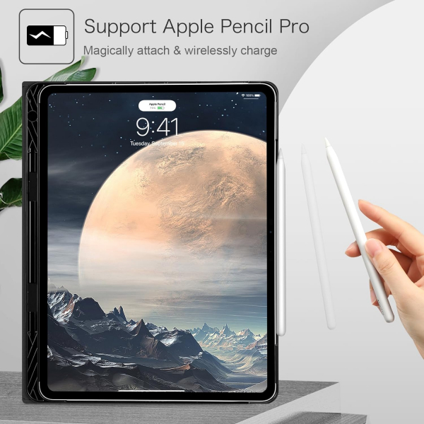 Fintie Folio Kalem Blmeli iPad Pro Klf (13 in)-Black