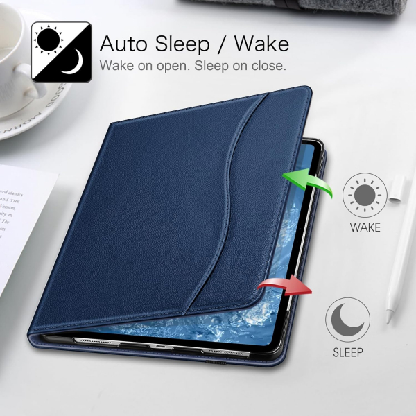 Fintie Folio Kalem Blmeli iPad Pro Klf (13 in)-Navy