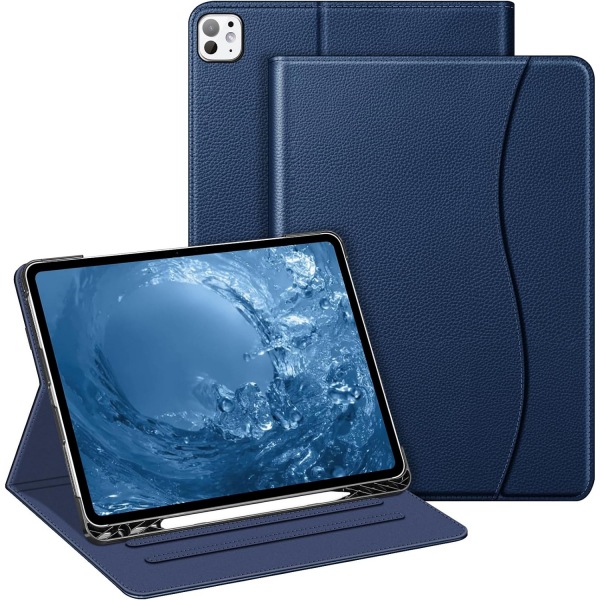 Fintie Folio Kalem Blmeli iPad Pro Klf (13 in)-Navy