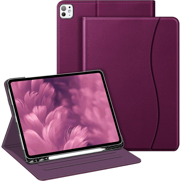Fintie Folio Kalem Blmeli iPad Pro Klf (13 in)-Purple
