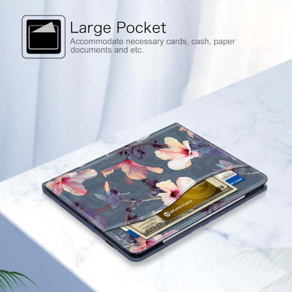 Fintie Folio Kalem Blmeli iPad Pro Klf (13 in)-Blooming Hibiscus