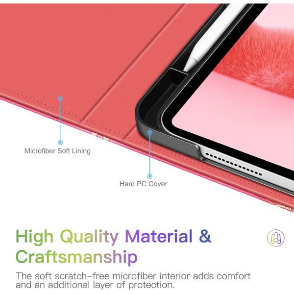 Fintie Folio Kalem Blmeli iPad Pro Klf (11 in)-Marble Pink