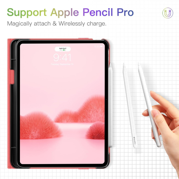 Fintie Folio Kalem Blmeli iPad Pro Klf (11 in)-Marble Pink