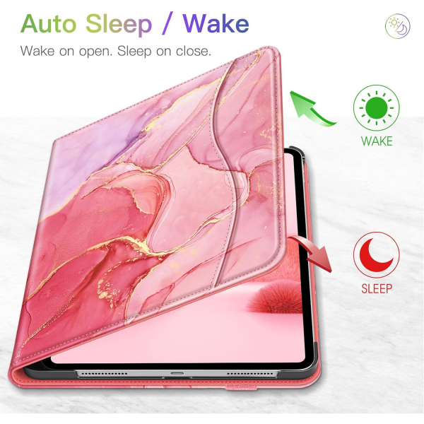 Fintie Folio Kalem Blmeli iPad Pro Klf (11 in)-Marble Pink