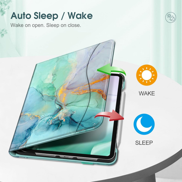 Fintie Apple iPad Pro M4 Kalem Blmeli Klf (11 in)-Emerald Marble 