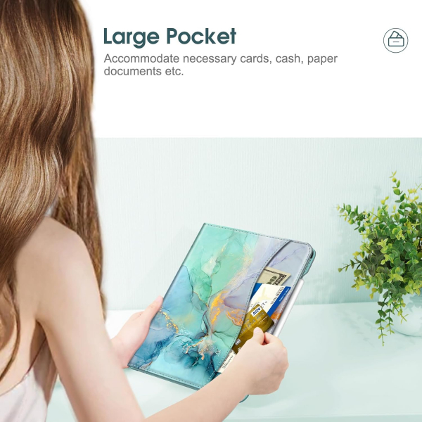 Fintie Apple iPad Pro M4 Kalem Blmeli Klf (11 in)-Emerald Marble 