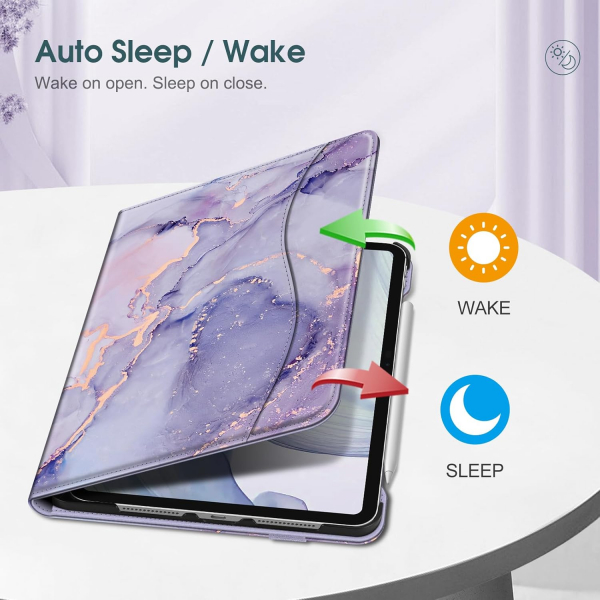 Fintie Apple iPad Pro M4 Kalem Blmeli Klf (11 in)-Lilac Marble