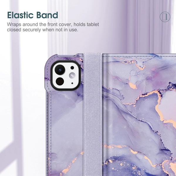 Fintie Apple iPad Pro M4 Kalem Blmeli Klf (11 in)-Lilac Marble