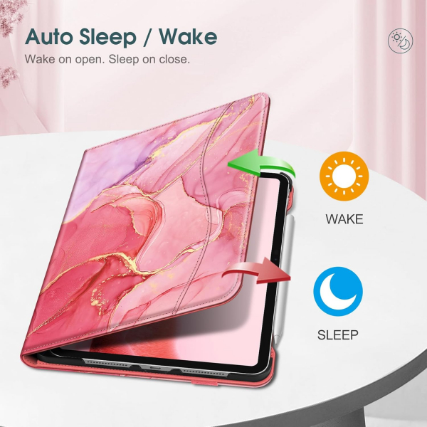 Fintie Apple iPad Pro M4 Kalem Blmeli Klf (11 in)-Marble Pink