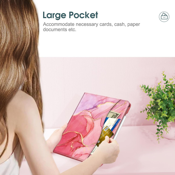 Fintie Apple iPad Pro M4 Kalem Blmeli Klf (11 in)-Marble Pink