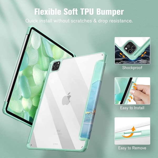 Fintie Hybrid Serisi iPad Pro nce Klf (11 in)(4/3.Nesil)-Emerald Marble