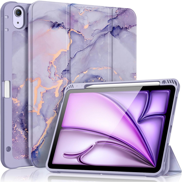 Fintie Kalem Blmeli iPad Air 6.Nesil Klf (11 in)-Lilac Marble 