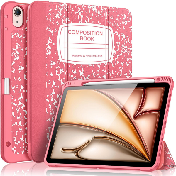 Fintie Kalem Blmeli iPad Air 6.Nesil Klf (11 in)-Composition Book Pink