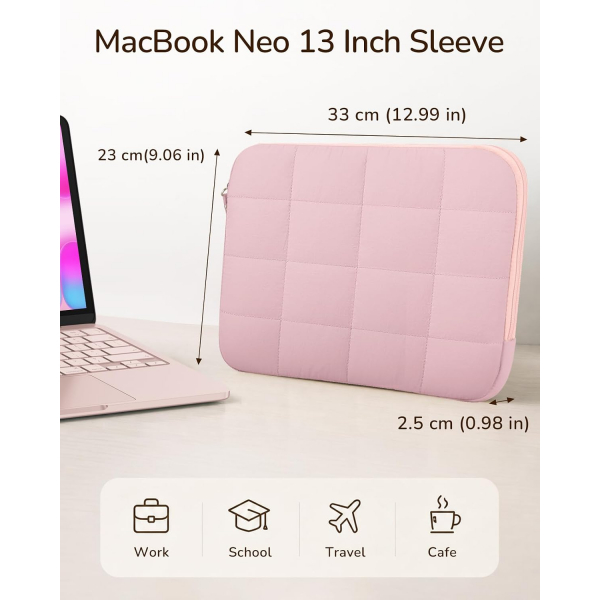 Fintie Kapitone MacBook Neo Laptop �antas� (13 in�)-Blush
