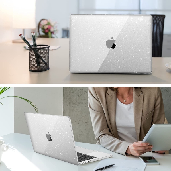 Fintie MacBook Air Koruyucu Sert Kapak Klf (13.6 in)-Glittering Clear