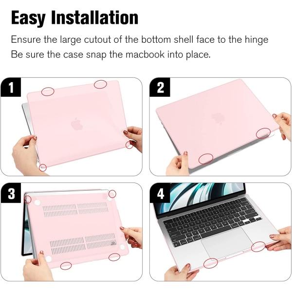 Fintie MacBook Air Koruyucu Sert Kapak Klf (13.6 in)-Crystal Pink