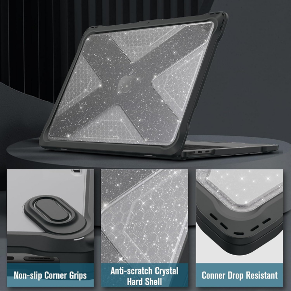 Fintie MacBook Air M2 Sert Kapakl Klf (13.6 in)(2022)-Glittering Clear 