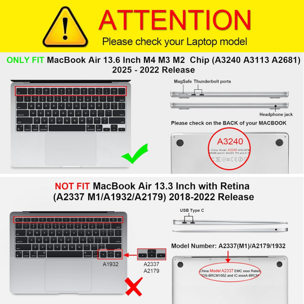 Fintie MacBook Air M2 Sert Kapakl Klf (13.6 in)(2022)-Glittering Clear 