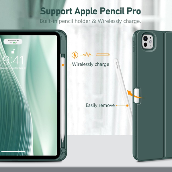 Fintie Apple iPad Pro M4 Klavyeli Klf (11 in)-Midnight Green