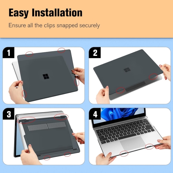 Fintie Microsoft Surface Laptop Go 3 effaf Klf-Crystal Black