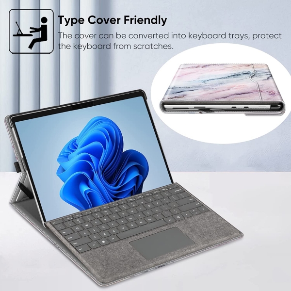 Fintie Microsoft Surface Pro 8 Business Standl Klf (13 in)-Marble Pink
