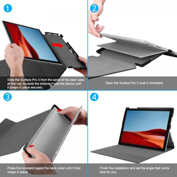Fintie Microsoft Surface Pro X Klf (13 in)-Z-Marble Pink