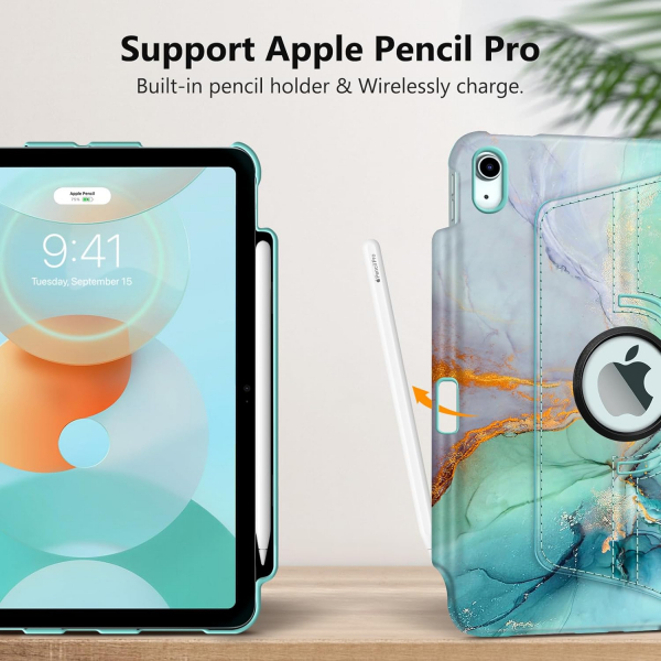 Fintie Rotating iPad Air Klf (13 in)-Emerald Marble