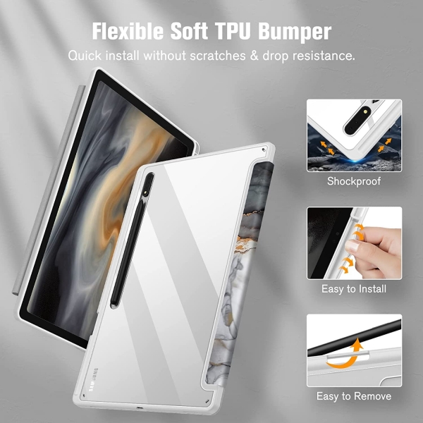 Fintie Samsung Galaxy Tab S8 Ultra Kılıf (14.6 inç)-Black Marble